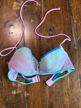 Victoria's Secret Pastel Pink, Aqua & Teal Bikini Top Size 34C